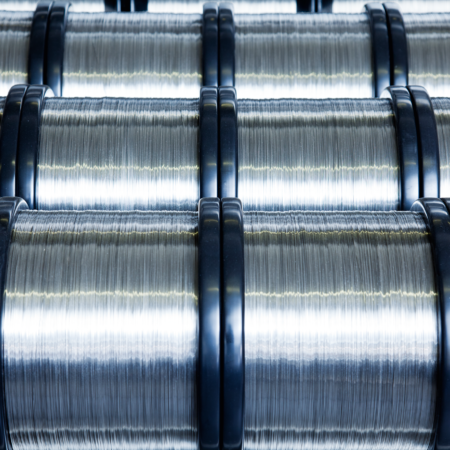 closeup of wire spools