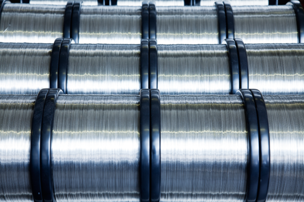 closeup of wire spools