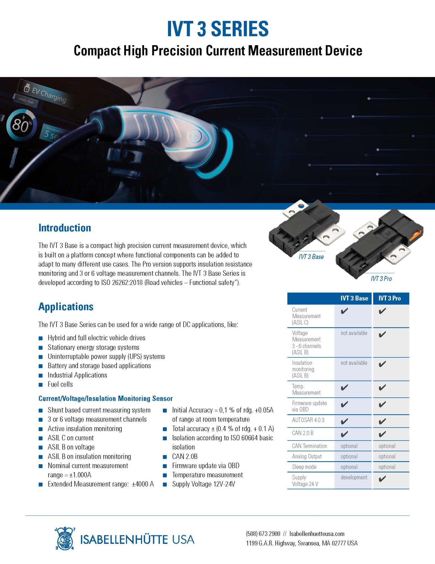 DC CURRENT, VOLTAGE AND TEMPERATURE SENSORS (IVT SERIES